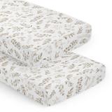 Sweet Jojo Designs Taupe Botanical Leaf Collection Ivory/Taupe/2 - Piece Sheet Polyester in White, Size 28.0 W x 52.0 D in | Wayfair