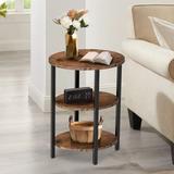 17 Stories Jakwan Oval End Table w/ 3-Tier Storage Shelves Wood in Brown, Size 17.8 H x 23.7 W x 15.0 D in | Wayfair