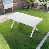 Gracie Oaks Verneil Plastic Dining Table Plastic in White, Size 29.13 H x 70.87 W x 35.43 D in | Outdoor Dining | Wayfair