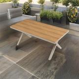 Gracie Oaks Verneil Plastic Dining Table Plastic in Brown, Size 29.13 H x 70.87 W x 35.43 D in | Outdoor Dining | Wayfair
