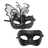 Ella & Elly Women's Masks and Headgear Black - Black Glitter Lace-Accent Eye Mask Set