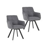 George Oliver Hawkin Swivel Fabric Dining Chairs w/ Powder Coated Steel Legs Upholstered in Gray, Size 34.25 H x 25.2 W x 24.41 D in | Wayfair