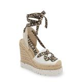 Gaia Logo Strap Organic Canvas Platform Wedge Espadrille