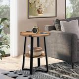 17 Stories Jalanda Tall End Table w/ 2 USB Ports, 2 Power Outlets, & 2-Tier Storage Shelves Wood in Black/Brown/Gray | Wayfair