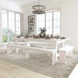 Foundstone™ Taren 8' x 40" Antique Rustic Folding Farm Table & Four Bench Set Wood in White, Size 30" H x 108" L x 40" W | Wayfair