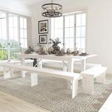 Foundstone™ Taren 8' x 40" Antique Rustic Folding Farm Table & Four Bench Set Wood in White, Size 29.75" H x 96" L x 40" W | Wayfair