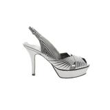 Nine West Heels: Pumps Platform Cocktail Party Silver Shoes - Women's Size 6 - Peep Toe