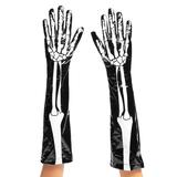 Long Pleather Skeleton Gloves