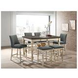 Andrew Home Studio Waette 6 - Person Counter Height Dining Set Wood/Upholstered Chairs in Brown/Gray/White | Wayfair GFF397IG9STS7-YSWX