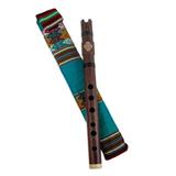 Andean Strength,'Wood Quena Flute Wind Instrument with Green Andean Case'