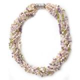 'Pastel Petals' - Pearl and Amethyst Torsade Necklace from Thai