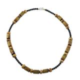 Cultured pearl and tiger's eye beaded necklace. 'Honey Bamboo' - Beaded Onyx and Tiger's Eye Necklac