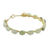 Romantic Fling,'18k Gold Plated Prehnite Bangle Bracelet from Thailand'