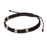 Karen Bamboo in Coffee,'Silver Accent Wristband Bracelet from Thailand'