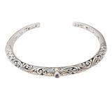 Radiant Woman,'Handmade Sterling Silver Blue Topaz Cuff Bracelet from Bali'