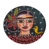 Serene Frida,'Frida Kahlo Ceramic Decorative Plate Crafted in Mexico'