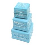 Shimmering Blue,'Set of 3 Decorative Aluminum Boxes in a Blue Shade'