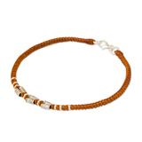 Bamboo Bracelet in Rust,'Sterling Silver Accent Wristband Bracelet from Thailand'