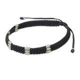 Karen Bamboo in Charcoal,'950 Silver Accent Wristband Bracelet from Thailand'