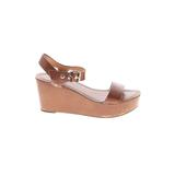 Tommy Hilfiger Wedges: Brown Print Shoes - Women's Size 9 - Peep Toe