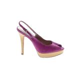 Cole Haan Heels: Pumps Platform Boho Chic Purple Print Shoes - Women's Size 8 - Peep Toe