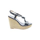 MICHAEL Michael Kors Wedges: Espadrille Platform Boho Chic Blue Print Shoes - Women's Size 8 1/2 - Open Toe