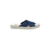 Sandals: Slip-on Platform Boho Chic Blue Print Shoes - Women's Size 9 - Open Toe
