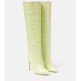 Croc-embossed Leather Knee-high Boots