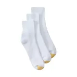 Gold Toe Men's Wellness Non Binding Quarter Socks - 3 Pack, White