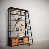 YONGHE JIAJIE TECHNOLOGY INC Industrial Style Iron Art Bookshelf Storage Shelf Floor Solid Wood Multi-Storey Living Room Storage Wall Bookcase Custom