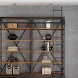 YONGHE JIAJIE TECHNOLOGY INC Industrial Style Iron Art Bookshelf Storage Shelf Floor Solid Wood Multi-Storey Living Room Storage Wall Bookcase Custom