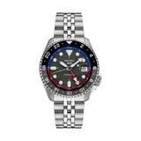 Seiko Men's 5 Sports Us Special Edition Auto Gmt, Black Dial Stainless Steel Case And Bracelet Watch, Silver