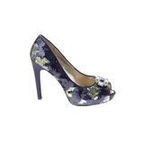 Nina Heels: Pumps Stilleto Feminine Purple Print Shoes - Women's Size 8 - Peep Toe