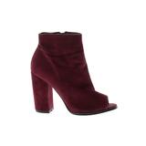 EGO Ankle Boots: Burgundy Print Shoes - Women's Size 4 - Peep Toe