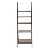 Emerson Cove Bookcases & Bookshelves Black - Black Wood Five-Shelf Ladder Shelving Unit