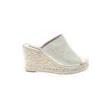 Karl Lagerfeld Wedges: Slide Platform Boho Chic Ivory Print Shoes - Women's Size 9 1/2 - Peep Toe