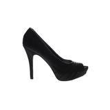 Worthington Heels: Pumps Stiletto Cocktail Black Solid Shoes - Women's Size 8 - Peep Toe