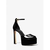 Michael Kors Martina Patent Leather Peep-Toe Platform Pump Black 6.5