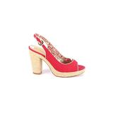 Tahari Heels: Red Print Shoes - Women's Size 7 - Peep Toe