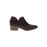 Kenneth Cole REACTION Ankle Boots: Slip On Stacked Heel Casual Gray Solid Shoes - Women's Size 7 1/2 - Almond Toe