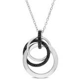 Belk & Co 1/5 Ct Tw Black Diamond Triple Interlocked Circles Necklace In Sterling Silver, White