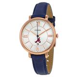 Women's Fossil Gold/Navy Atlanta Braves Jacqueline Leather Watch