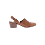 Madewell Ankle Boots: Slingback Stacked Heel Casual Brown Print Shoes - Women's Size 8 1/2 - Almond Toe
