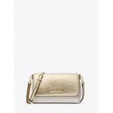 Michael Kors Jet Set Medium Signature Logo and Patent Convertible Crossbody Bag Gold One Size