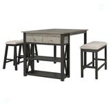 Gracie Oaks Wood 4-Piece Counter Height Dining Table Set w/ Storage Shelves & Drawer Wood in Brown | Wayfair 3F07B158B7ED417A9E4E0CE4D61E0EDF
