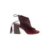 Kenneth Cole REACTION Heels: Burgundy Print Shoes - Women's Size 6 - Open Toe