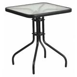 FLASH FURNITURE TLH-073A-1-GG Barker 23.5'' Square Tempered Glass Metal Table