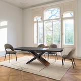 Hokku Designs Kerriann 5 Piece Extendable Modern Cross Legs Dining Set w/ Fabric Swivel Chairs Wood/Upholstered/Metal in Black/Brown/Gray | Wayfair