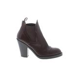 Acne Ankle Boots: Chelsea Boots Chunky Heel Casual Brown Solid Shoes - Women's Size 38 - Round Toe