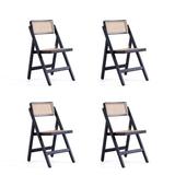 Manhattan Comfort Solid Wood Folding Side Chair in Beige Wood in Black, Size 32.68 H x 18.11 W x 20.87 D in | Wayfair 2-DCCA08-BK